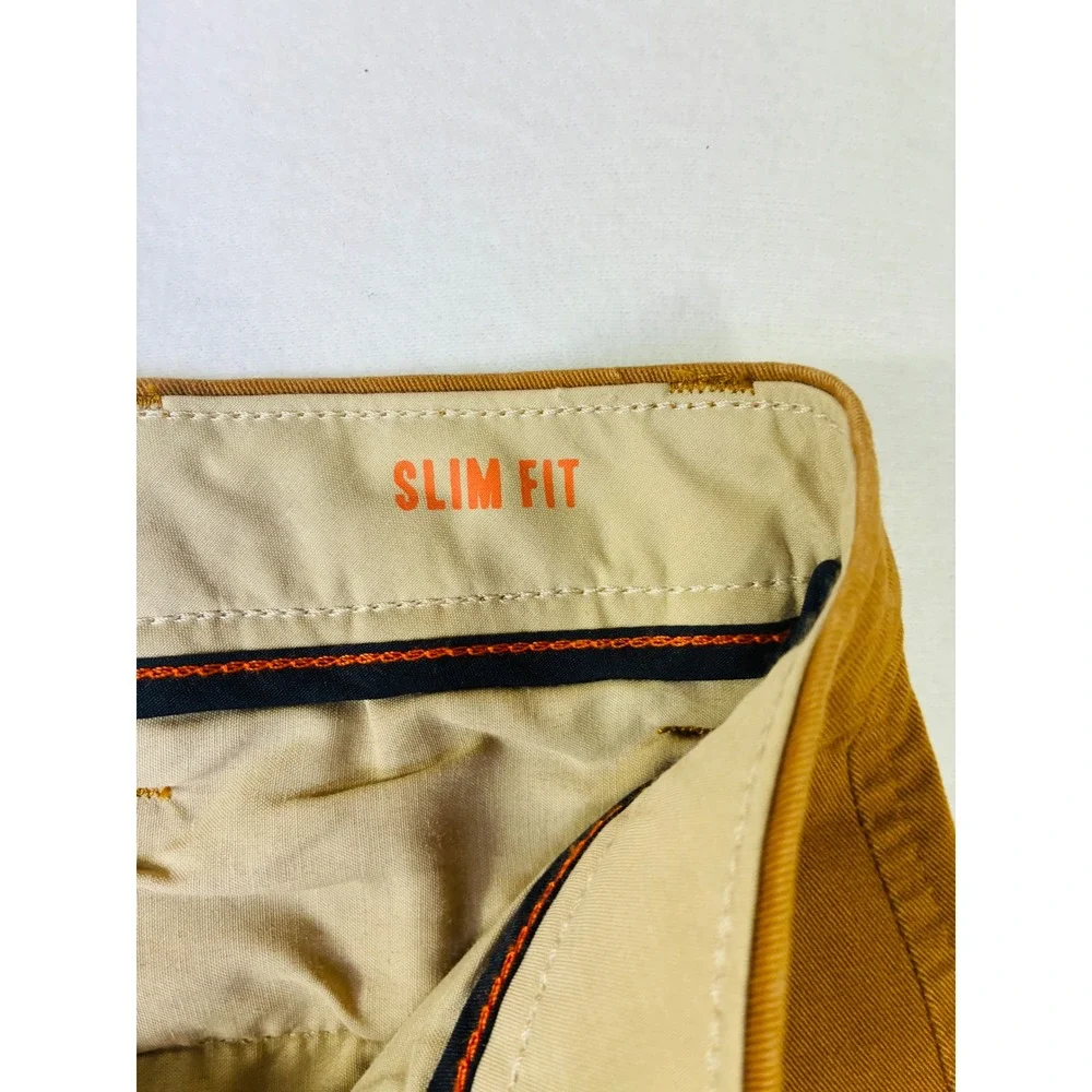 Dockers Slim Fit Ultimate Chino Pants Mustard Yellow Ochre 28x32 Flex Zip Pocket